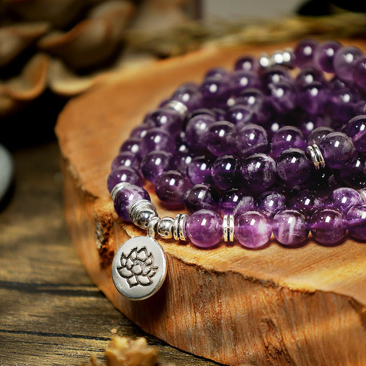 Bracelet Mala Purification Améthyste Naturelle Buddha Stones