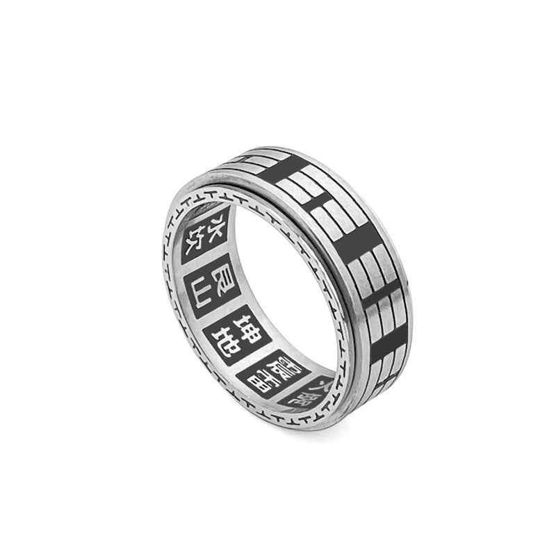 Buddha Stones Bagua Yin Yang titane acier Balance anneau rotatif