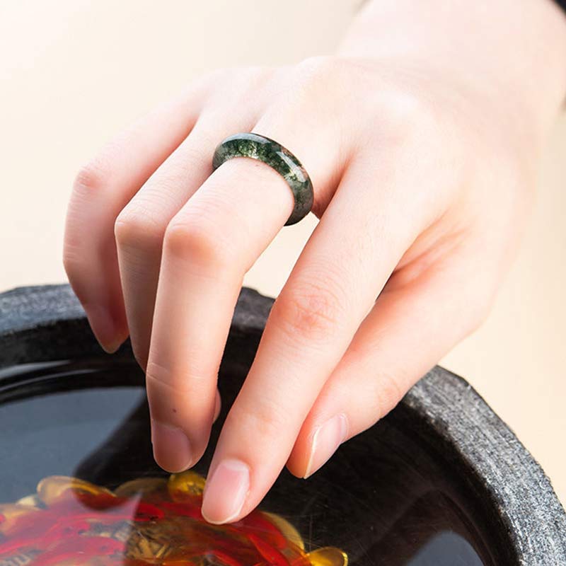 Bague d'équilibre et de guérison en agate mousse avec Buddha Stones - image 4