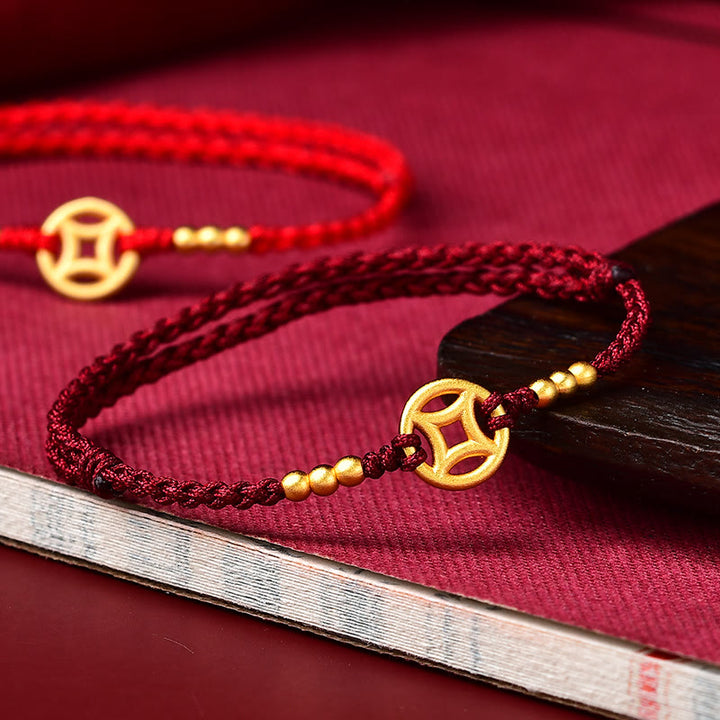 Bracelet de cheville tressé en cuivre avec Buddha Stones