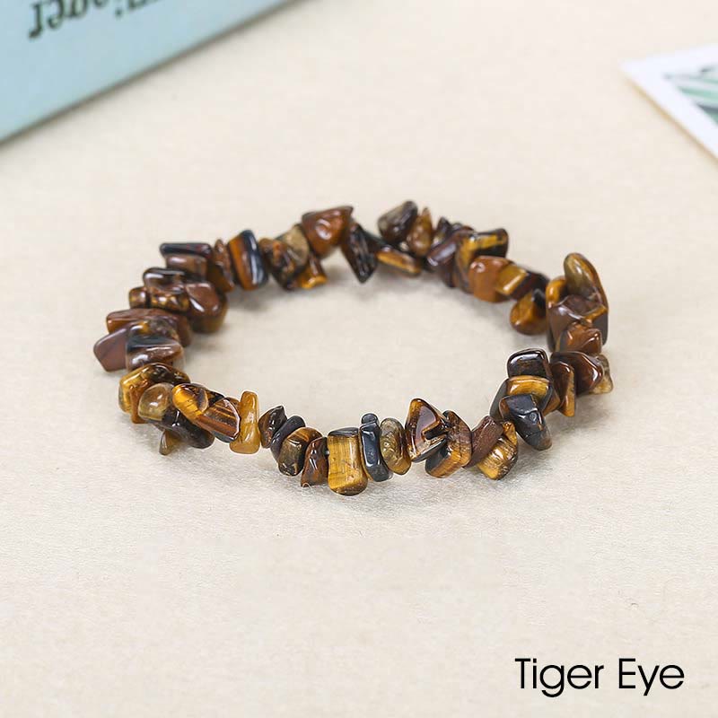 Bracelet apaisant et chaleureux en pierre de cristal de forme irrégulière naturelle - Œil de tigre (Tour de poignet : 15-16 cm) - image 61