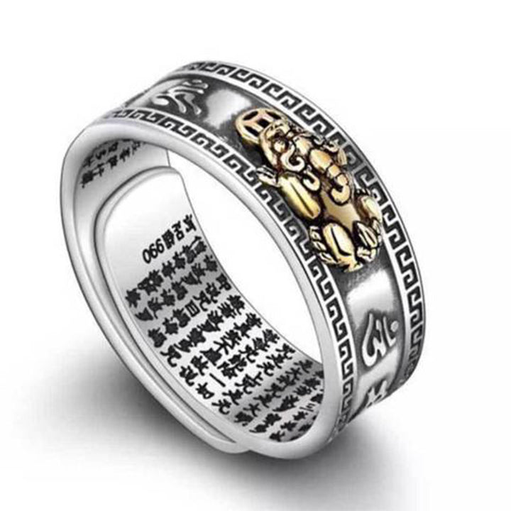 Buddha Stones Bague de richesse Lucky FengShui PiXiu