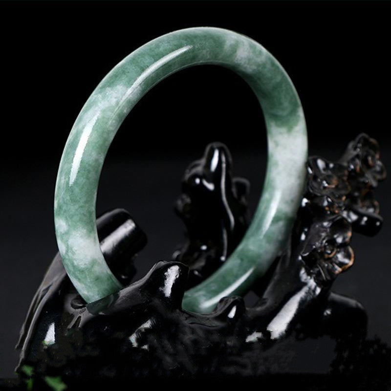 Bracelet jonc en jade naturel Buddha Stones pour la chance et l'abondance
