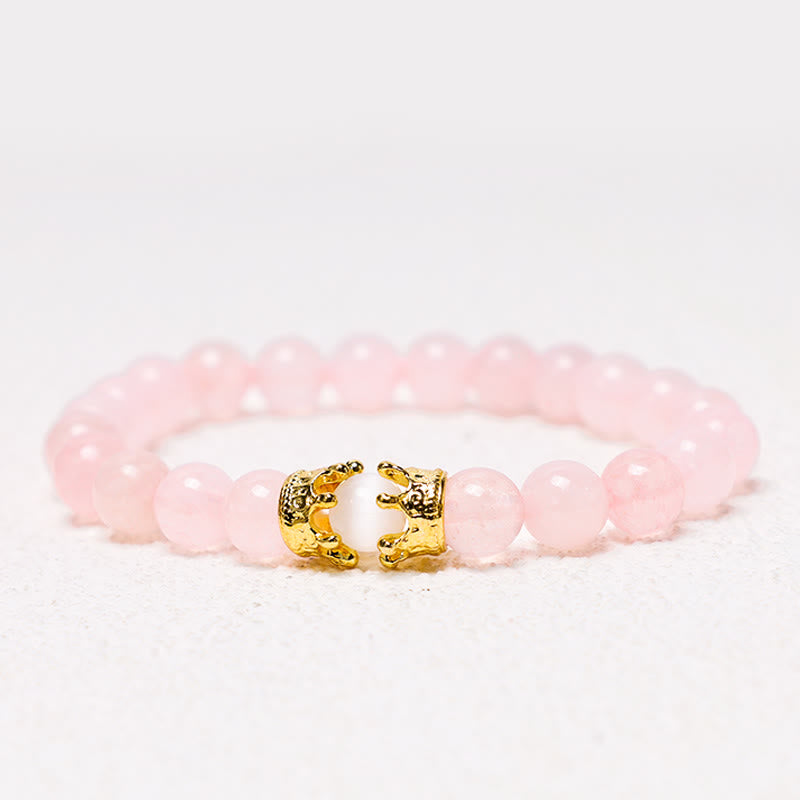 Bracelet couple en perles d'énergie de guérison avec couronne roi et reine en Buddha Stones