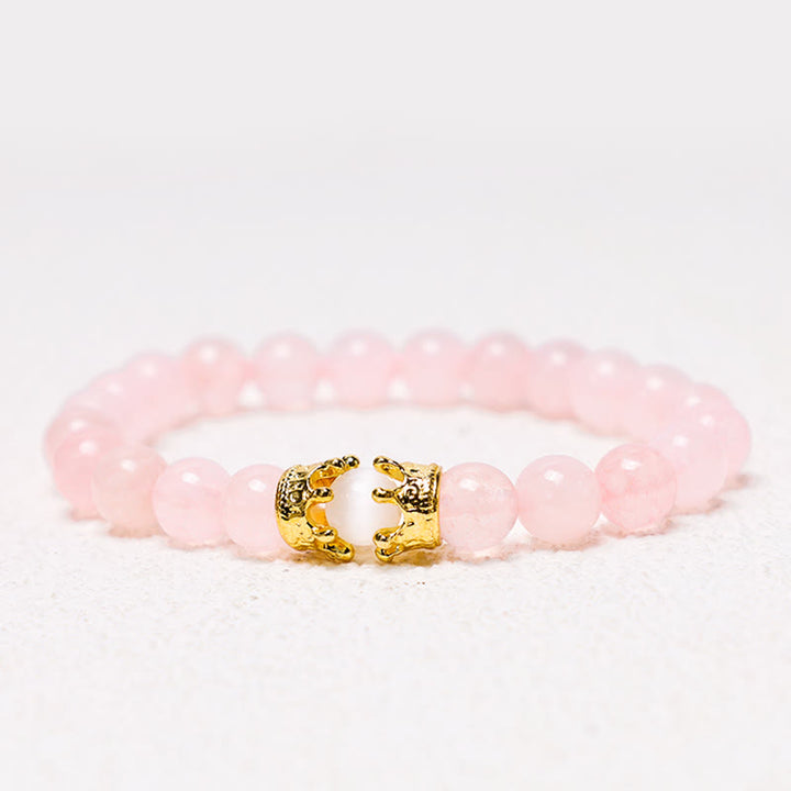 Bracelet couple en perles d'énergie de guérison avec couronne roi et reine en Buddha Stones