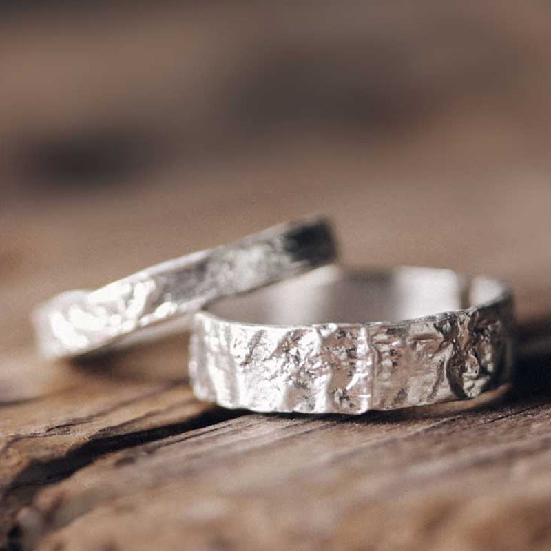 Bague de couple en argent sterling 925 Buddha Stones et design simple - image 1