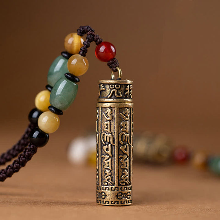 Buddhastoneshop Tibet Om Mani Padme Hum Agate Shurangama Sutra Protection Collier Pendentif - image 9
