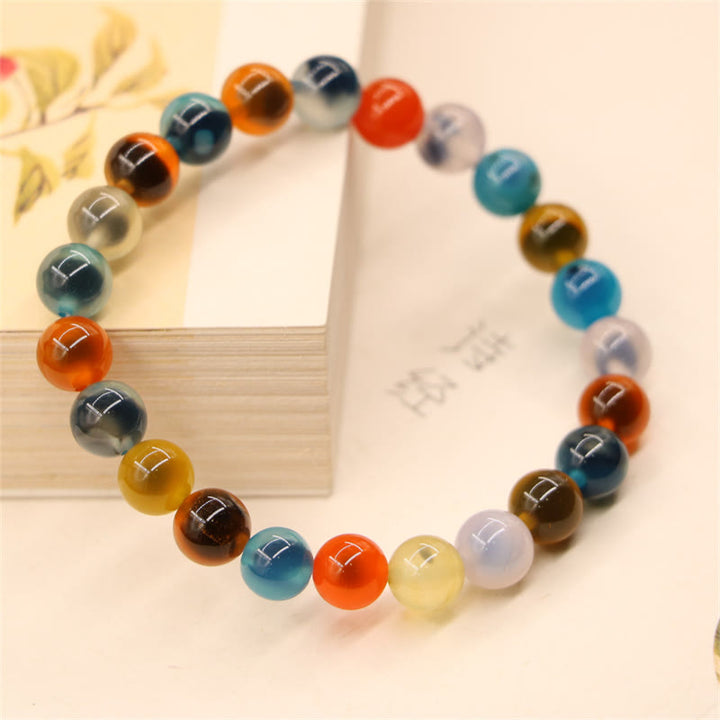 Bracelet de perles de guérison en agate bonbon colorée