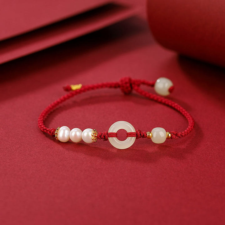 Bracelet porte-bonheur en perles de jade Hetian plaqué or en argent sterling 925 Buddha Stones - image 7