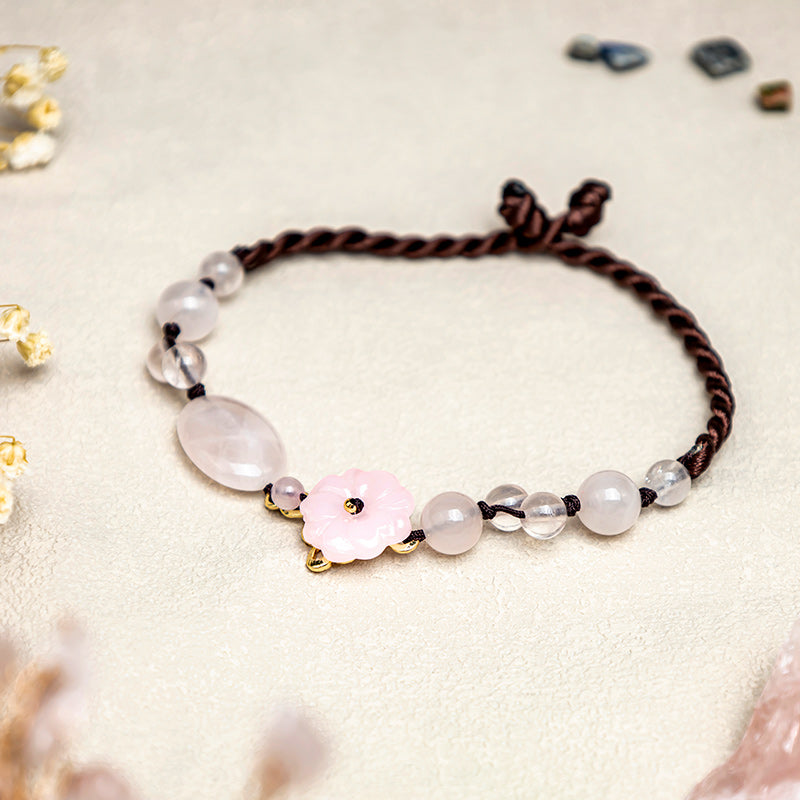 Bracelet de cheville apaisant en cristal rose La Fleur de l'Amour - Cristal rose (Chaleur apaisante ♥) - image 0