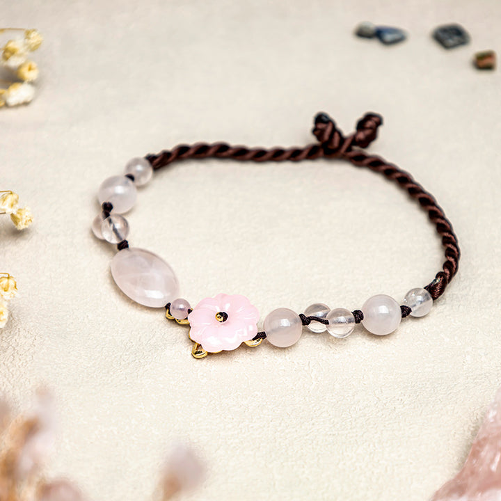 Bracelet de cheville apaisant en cristal rose La Fleur de l'Amour - Cristal rose (Chaleur apaisante ♥) - image 0