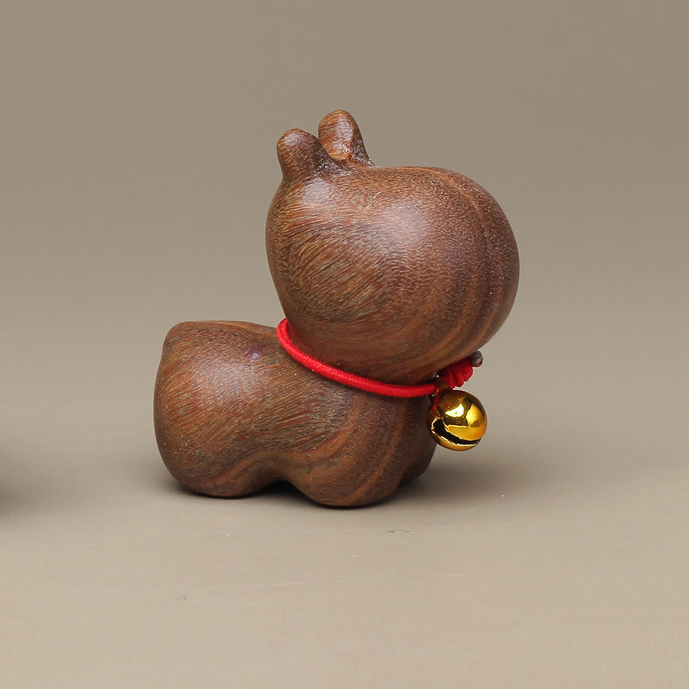 Buddha Stones de santal vert Petite feuille Bois de santal rouge Chat mignon Animaux Décoration de paix apaisante
