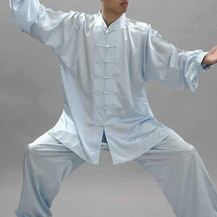 Ensemble de vêtements unisexes à motifs simples avec Buddha Stones pour méditation, prière, spirituel, zen, tai-chi, qigong - Bleu clair - 3XL- Convient aux États-Unis, au Royaume-Uni, en Australie et en UE - 2XL - image 13