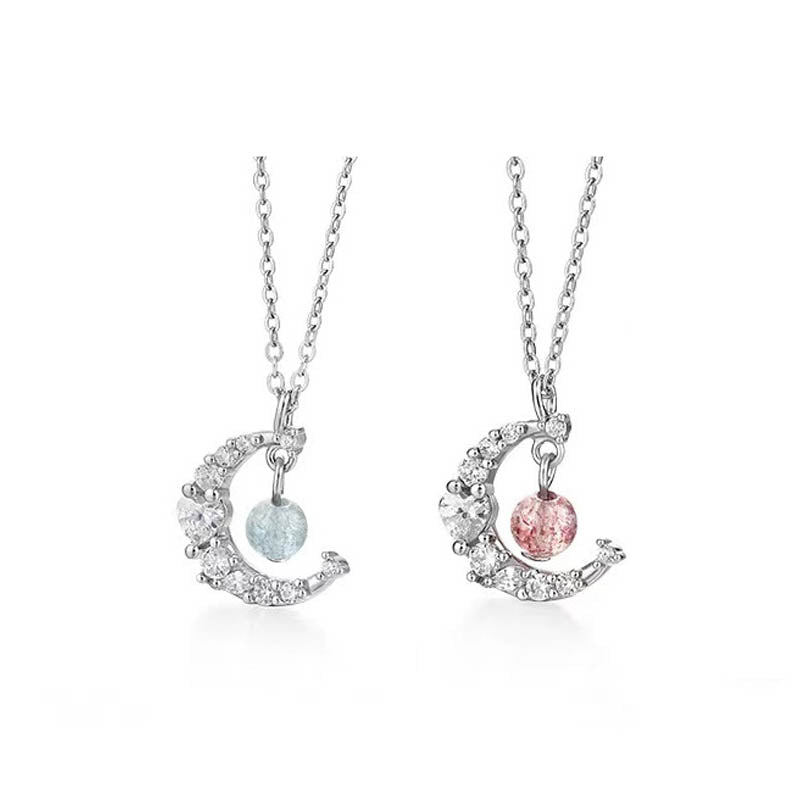 Collier de guérison d'amour en cristal bleu quartz fraise Buddha Stones