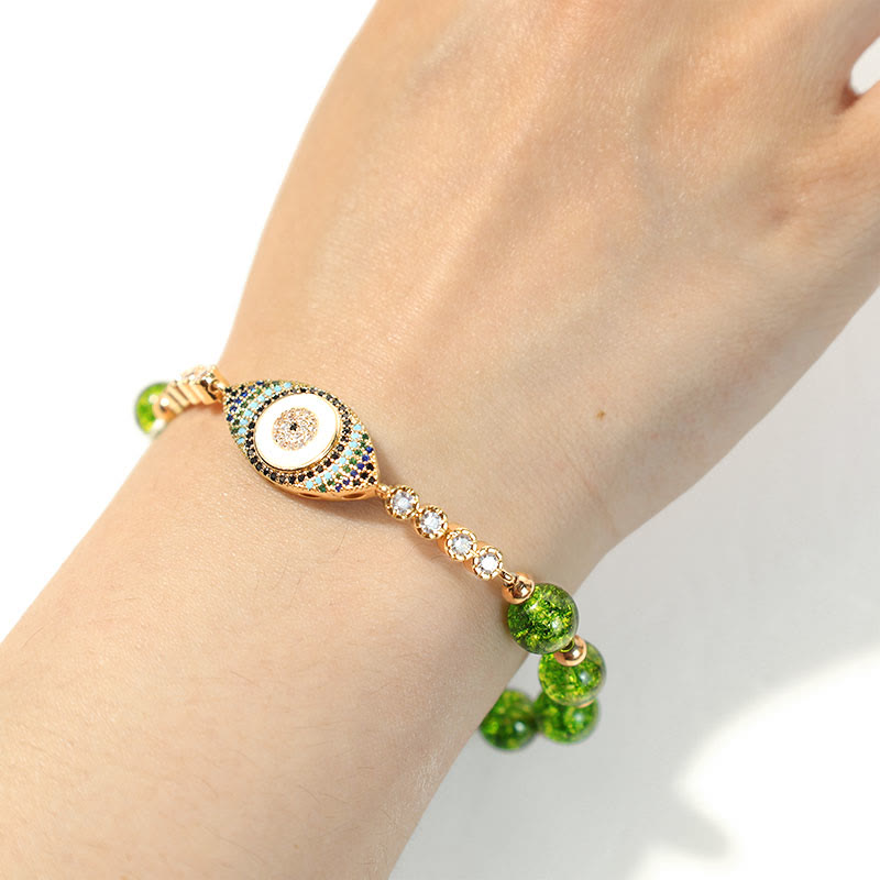 Bracelet d'abondance contre le mauvais œil en péridot naturel Buddha Stones