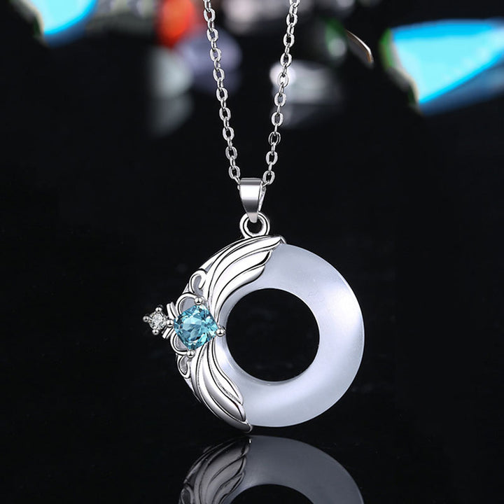 Collier pendentif porte-bonheur en cuivre avec ailes d'amour
