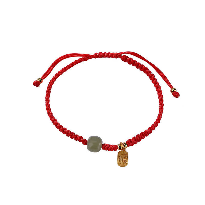 Bracelet en argent sterling 925 Buddha Stones et jade Hetian, bénédiction, richesse, cordon rouge