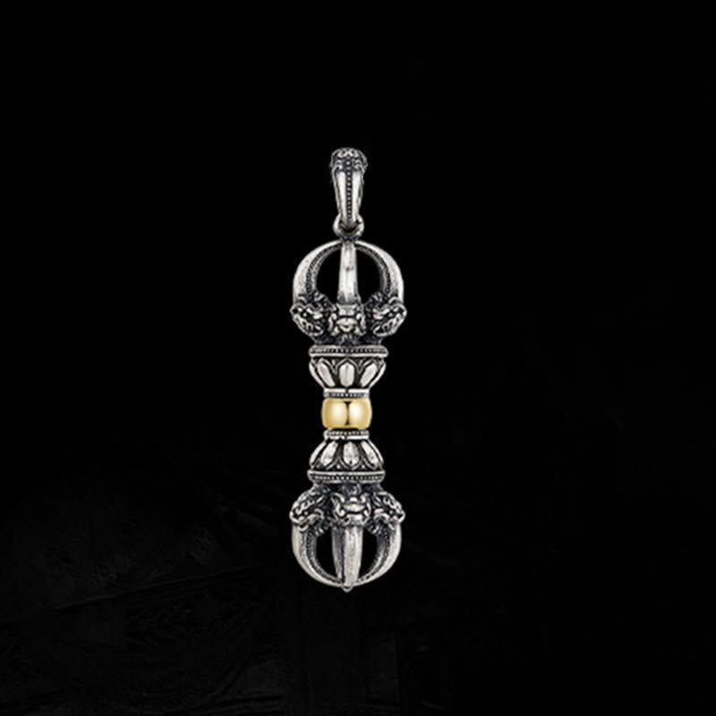 Collier pendentif tibétain en Buddha Stones avec motif Dorje Vajra