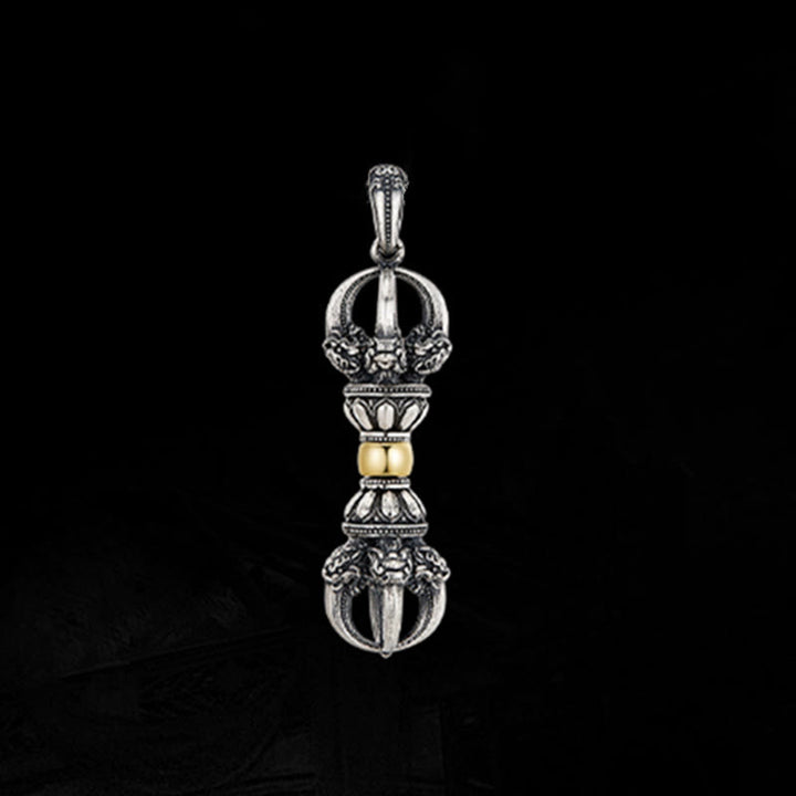 Collier pendentif tibétain en Buddha Stones avec motif Dorje Vajra