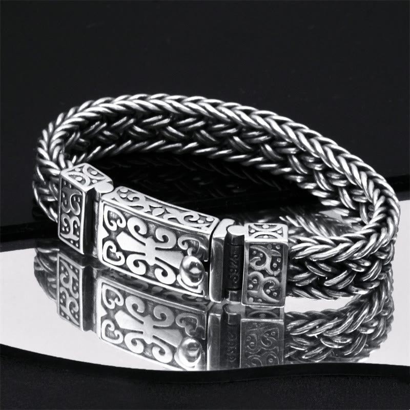 Bracelet de guérison tressé à motif totem de vigne rétro Buddha Stones