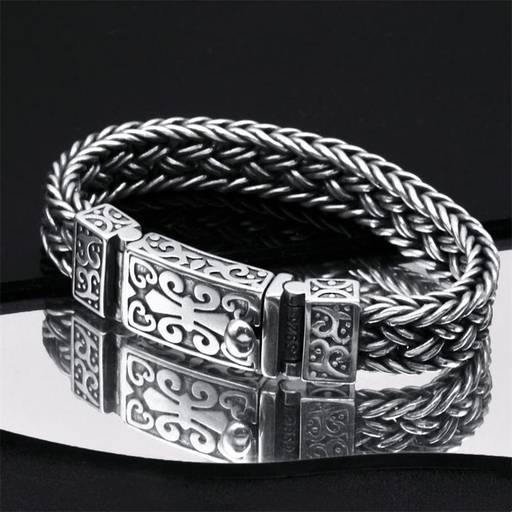 Bracelet de guérison tressé à motif totem de vigne rétro Buddha Stones