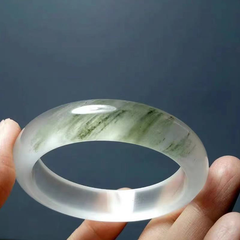 Bracelet porte-bonheur en jade doré translucide naturel avec Buddha Stones - Blanc vert translucide - 62 mm - image 10