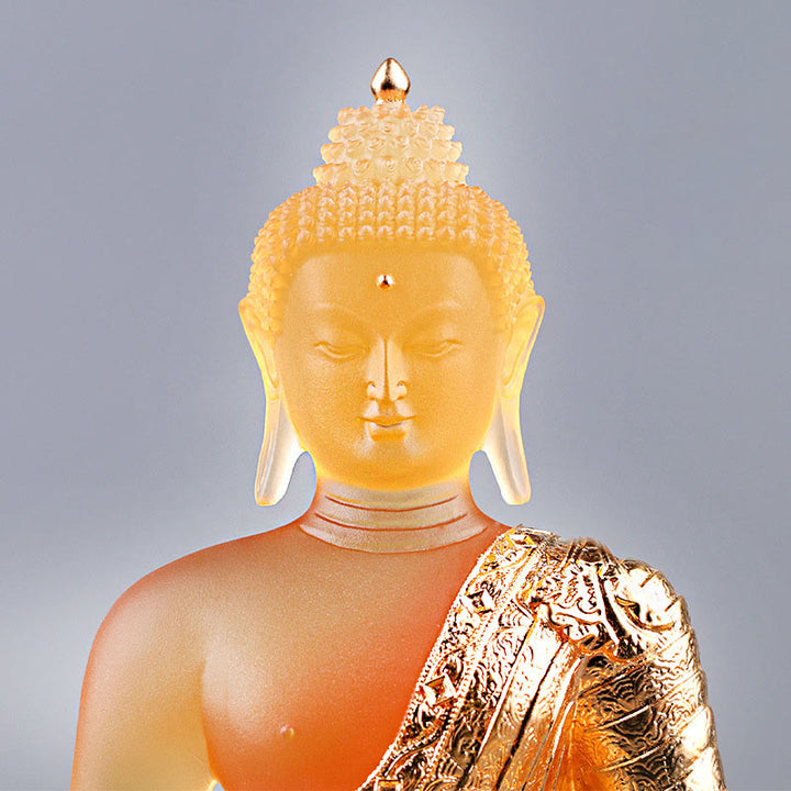 Buddha Stones Figurine de Bouddha faite à la main Pièce d'art Liuli Statue de sérénité Décoration d'offrande pour la maison - image 5
