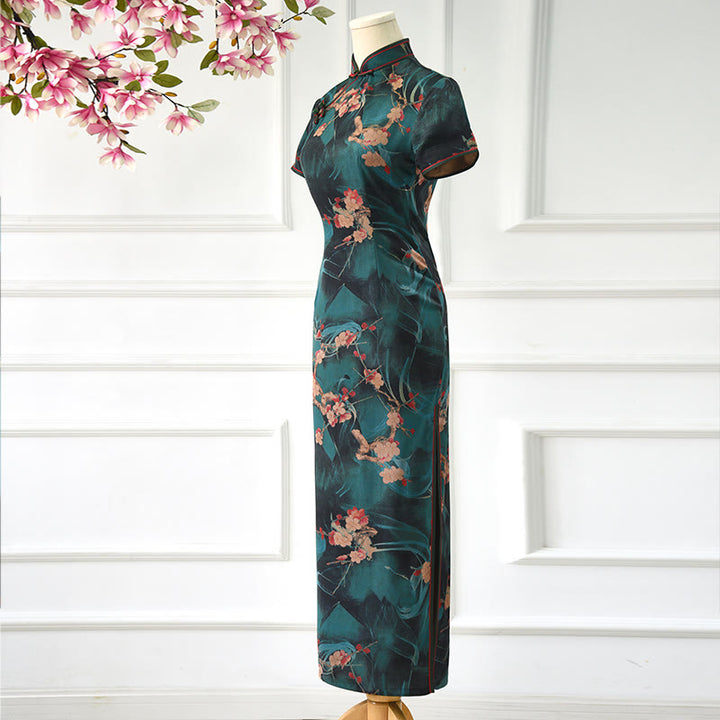 Robe Qipao à imprimé floral rose vintage Buddha Stones pour femme - image 3