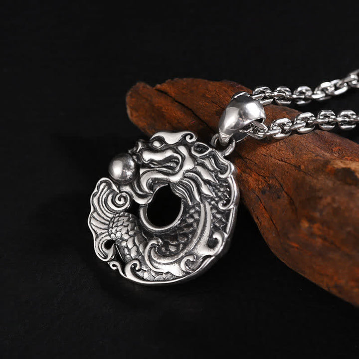 Collier pendentif en Buddha Stones avec boucle de paix et poisson Koi et dragon - image 12