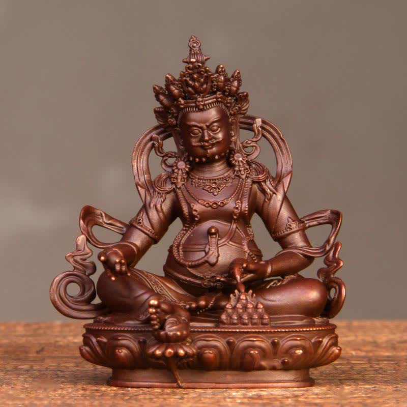 Figurine Bodhisattva Jambhala jaune Statue de compassion en cuivre Décoration de bureau à domicile