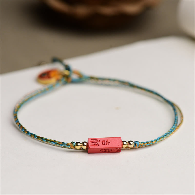 Bracelet tressé double couche fait main en cinabre avec Buddha Stones