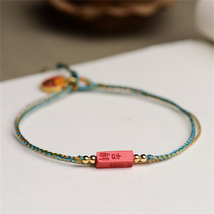 Bracelet tressé double couche fait main en cinabre avec Buddha Stones