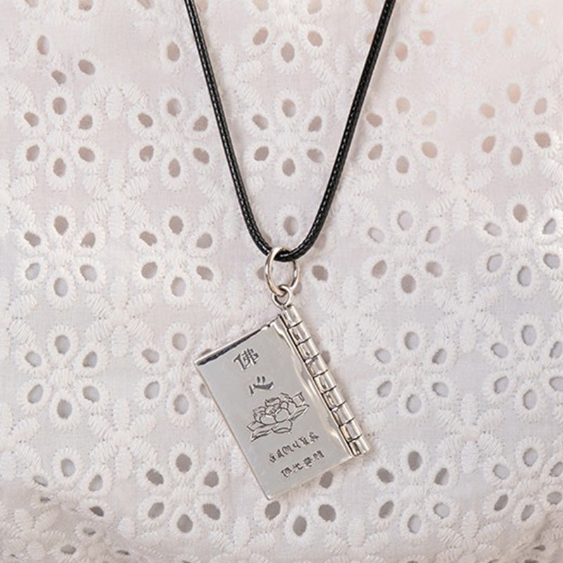 Collier pendentif en argent sterling 990 Buddha Stones et cœur Sutra de la grande compassion Shurangama Mantra Lotus Vajra Peace - image 5