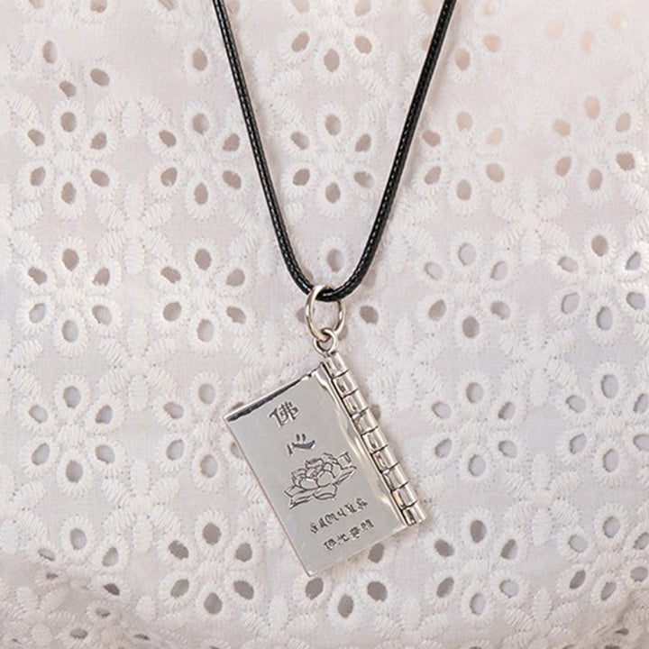 Collier pendentif en argent sterling 990 Buddha Stones et cœur Sutra de la grande compassion Shurangama Mantra Lotus Vajra Peace - image 5