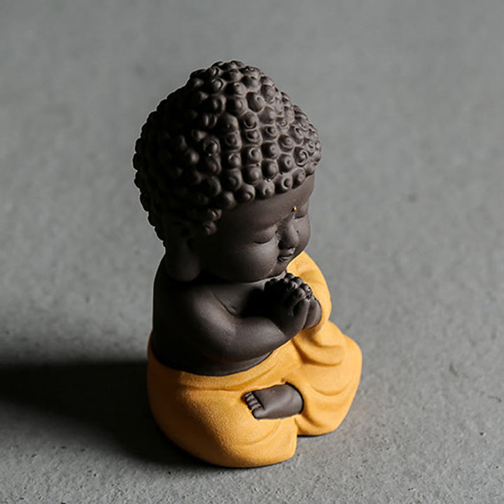 Buddha Stones Petit Bouddha Sérénité Argile violette Décoration de bureau à domicile