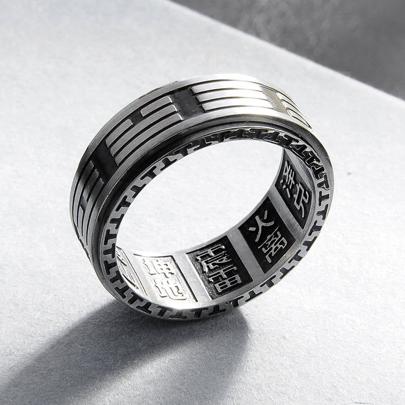 Buddha Stones Bagua Yin Yang titane acier Balance anneau rotatif