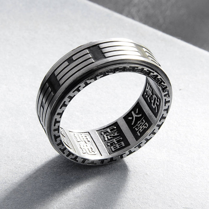 Buddha Stones Bagua Yin Yang titane acier Balance anneau rotatif