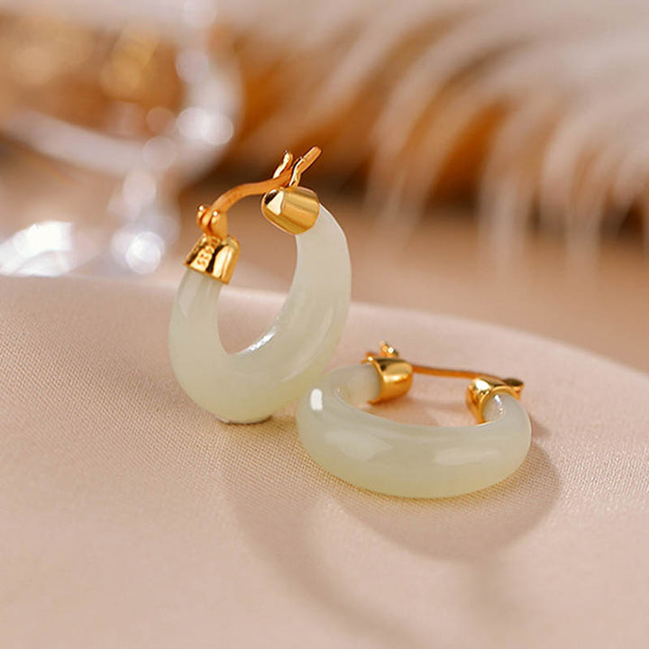 Boucles d'oreilles pendantes en jade cyan avec Buddha Stones rondes pour la prospérité et la chance - image 5