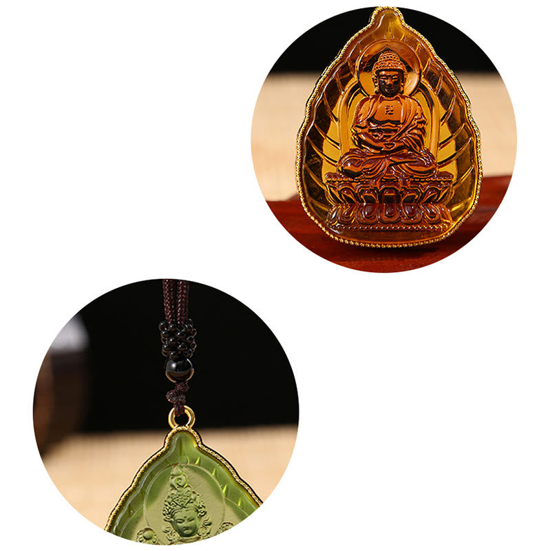 Collier avec pendentif en cristal de sérénité du Bouddha tibétain Liuli - image 6
