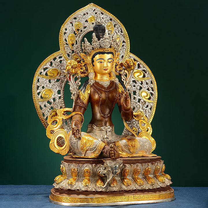 Statue décorative en cuivre du Bodhisattva Tara Verte Espoir - image 2