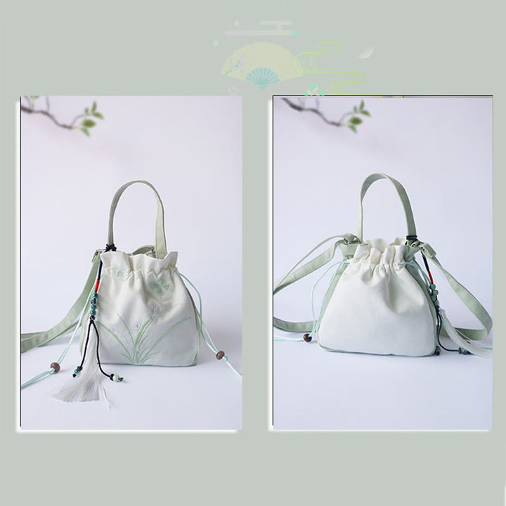 Sac à main en toile brodé à la main avec Buddha Stones et fleurs - image 9