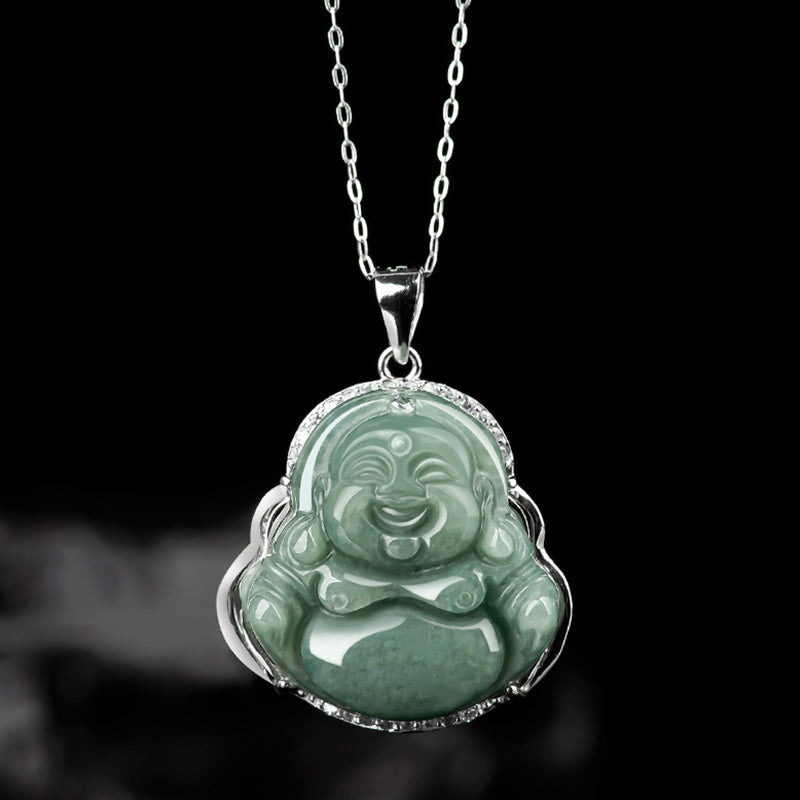 Buddha Stones en argent sterling 925 et jade Bouddha rieur - image 2
