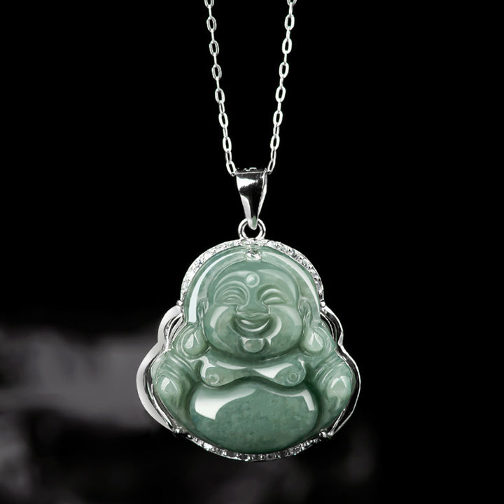 Buddha Stones en argent sterling 925 et jade Bouddha rieur - image 2