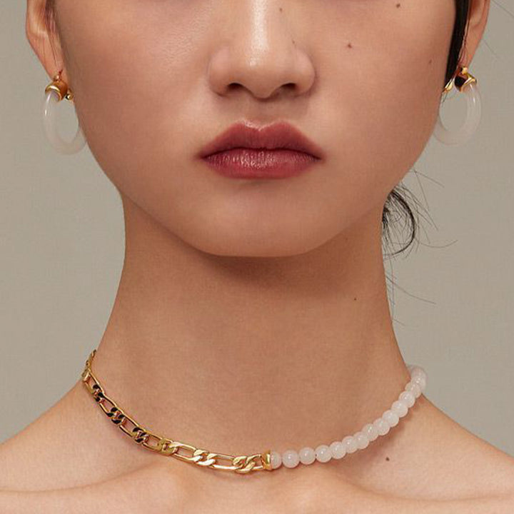 Boucles d'oreilles de prospérité en jade blanc et pierres de Buddha Stones