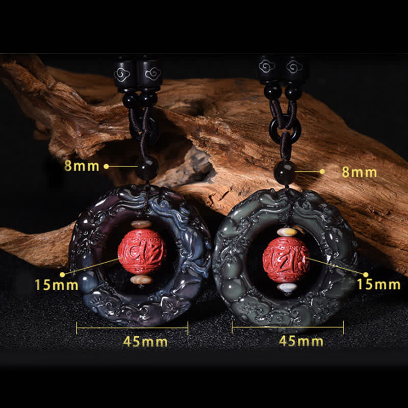 Collier pendentif de guérison en obsidienne arc-en-ciel naturelle PiXiu Cinabre FengShui Buddha Stones - image 11