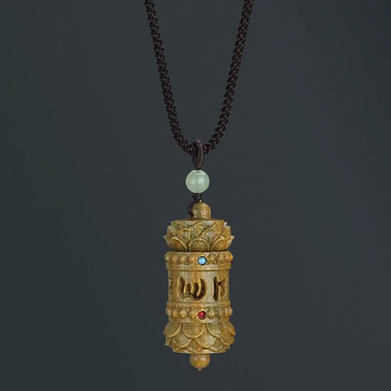 Collier pendentif apaisant positif en Buddha Stones Tibet bois de santal vert bois de rose Om Mani Padme Hum Lotus - image 8