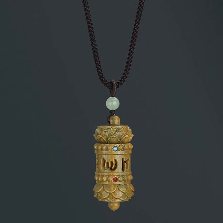 Collier pendentif apaisant positif en Buddha Stones Tibet bois de santal vert bois de rose Om Mani Padme Hum Lotus - image 8
