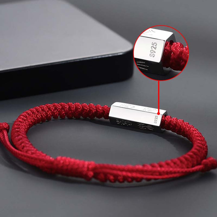 Bracelet en argent sterling 925 avec gravure de lettres de Buddha Stones et bénédiction - image 6