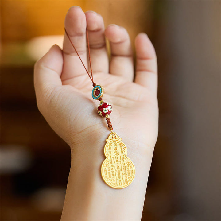 Buddha Stones Wu Lou Gourd Fu Caractère Tai Sui Amulette Fortune Téléphone Suspendu Décoration Porte-clés