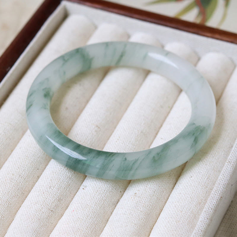 Bracelet jonc en jade naturel Buddha Stones pour la chance et la prospérité